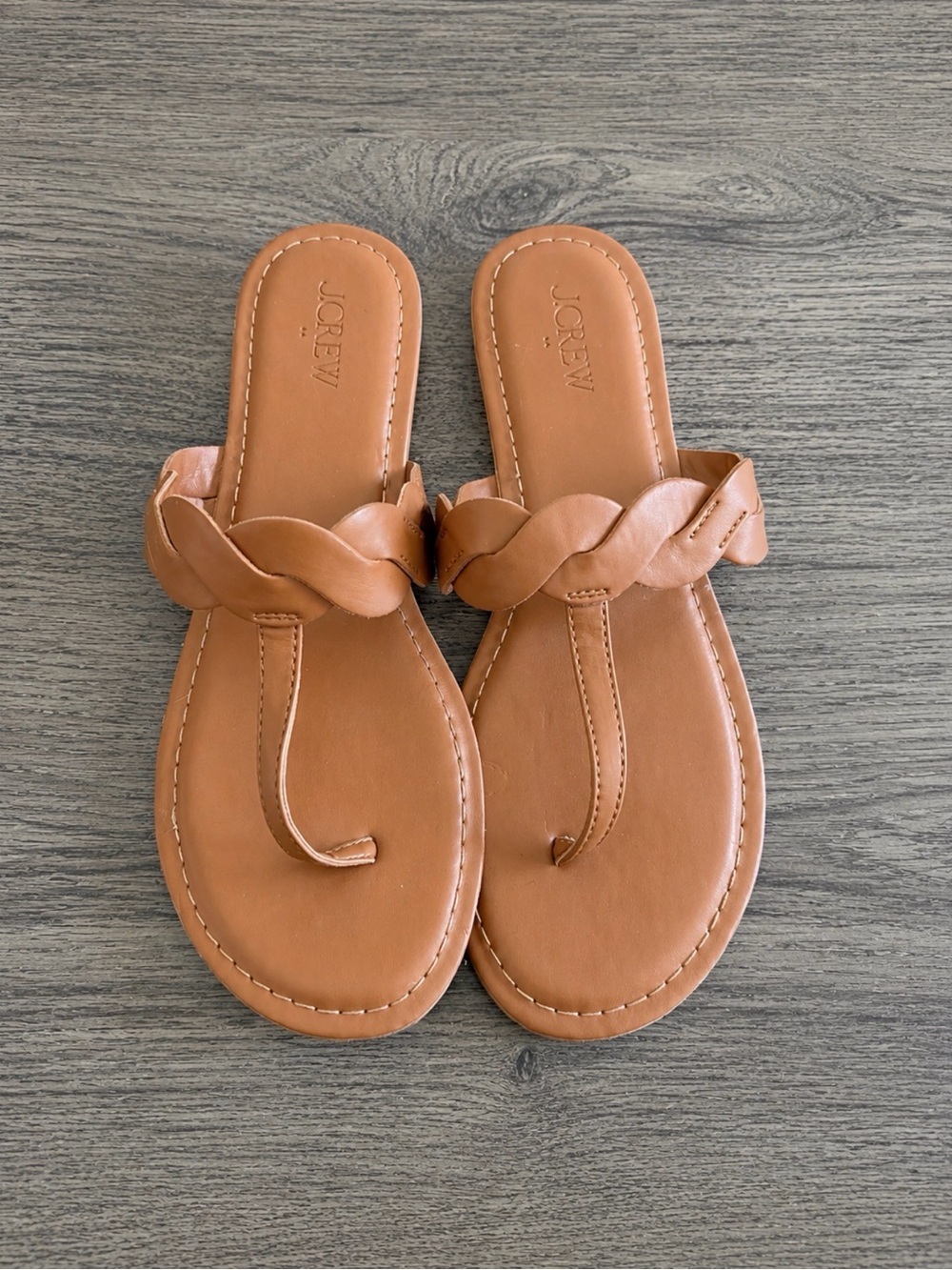 Leather J. Crew Women’s Braided Leather Toe-Post Sandals in Tansize